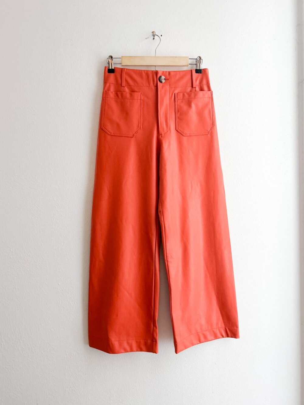 Maeve by Anthropologie The Colette Faux Leather Orange/Pumpkin Pants Sz 27 - Picture 2 of 9